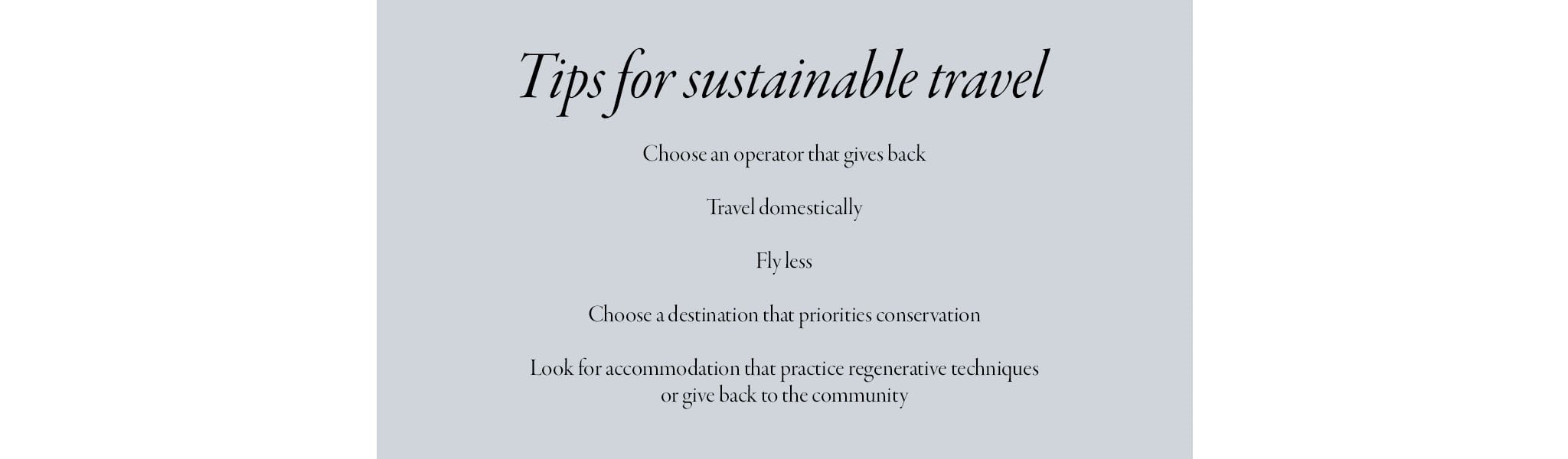 Tips for sustainable travel