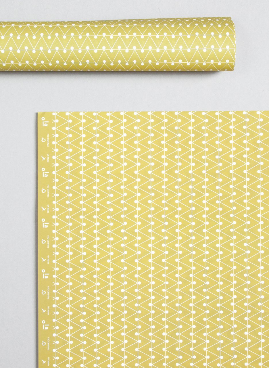 Ola Patterned Papers Dash Print Leaf Yellow