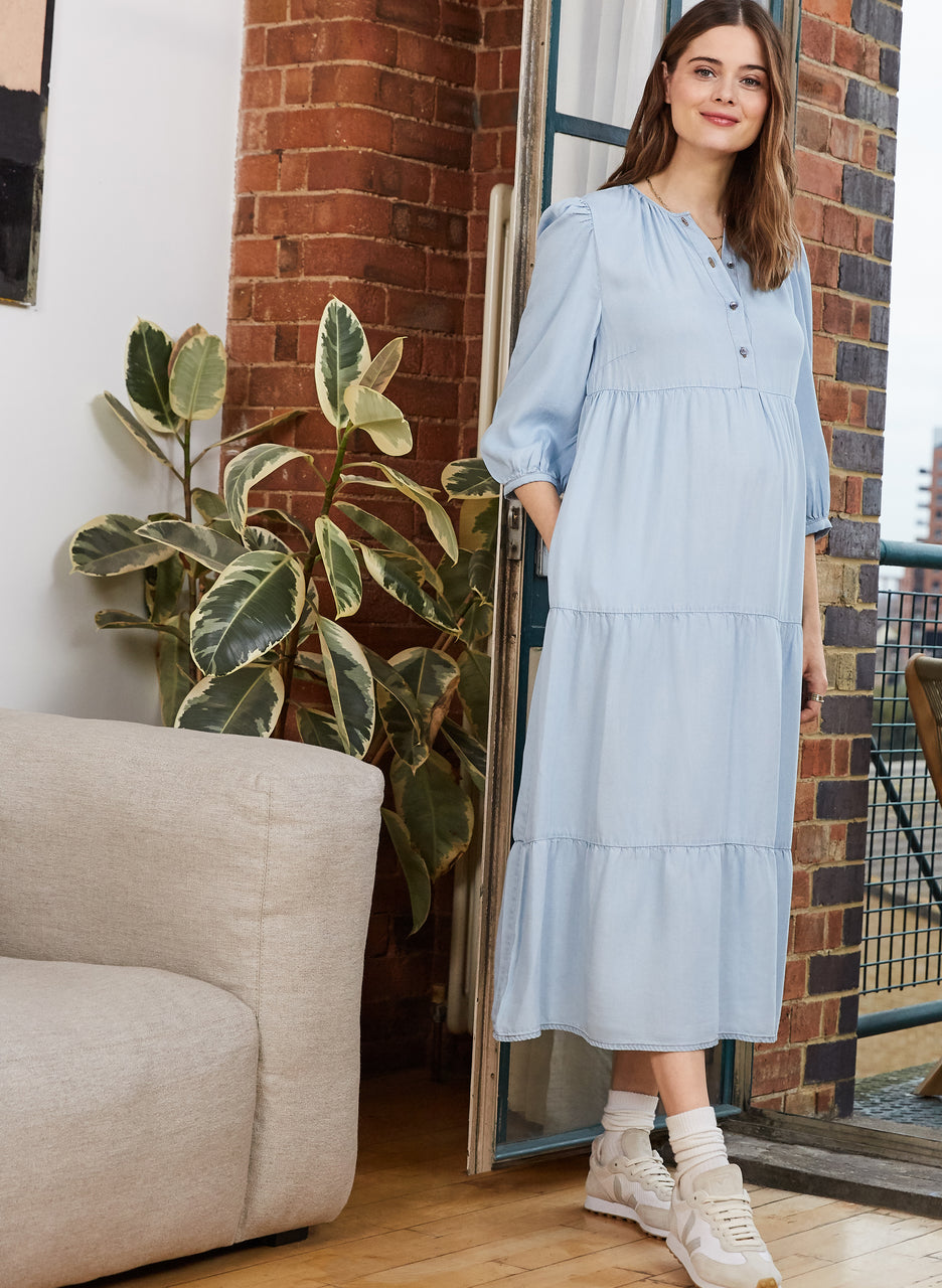 Raffa Chambray Maternity Dress with Tencel