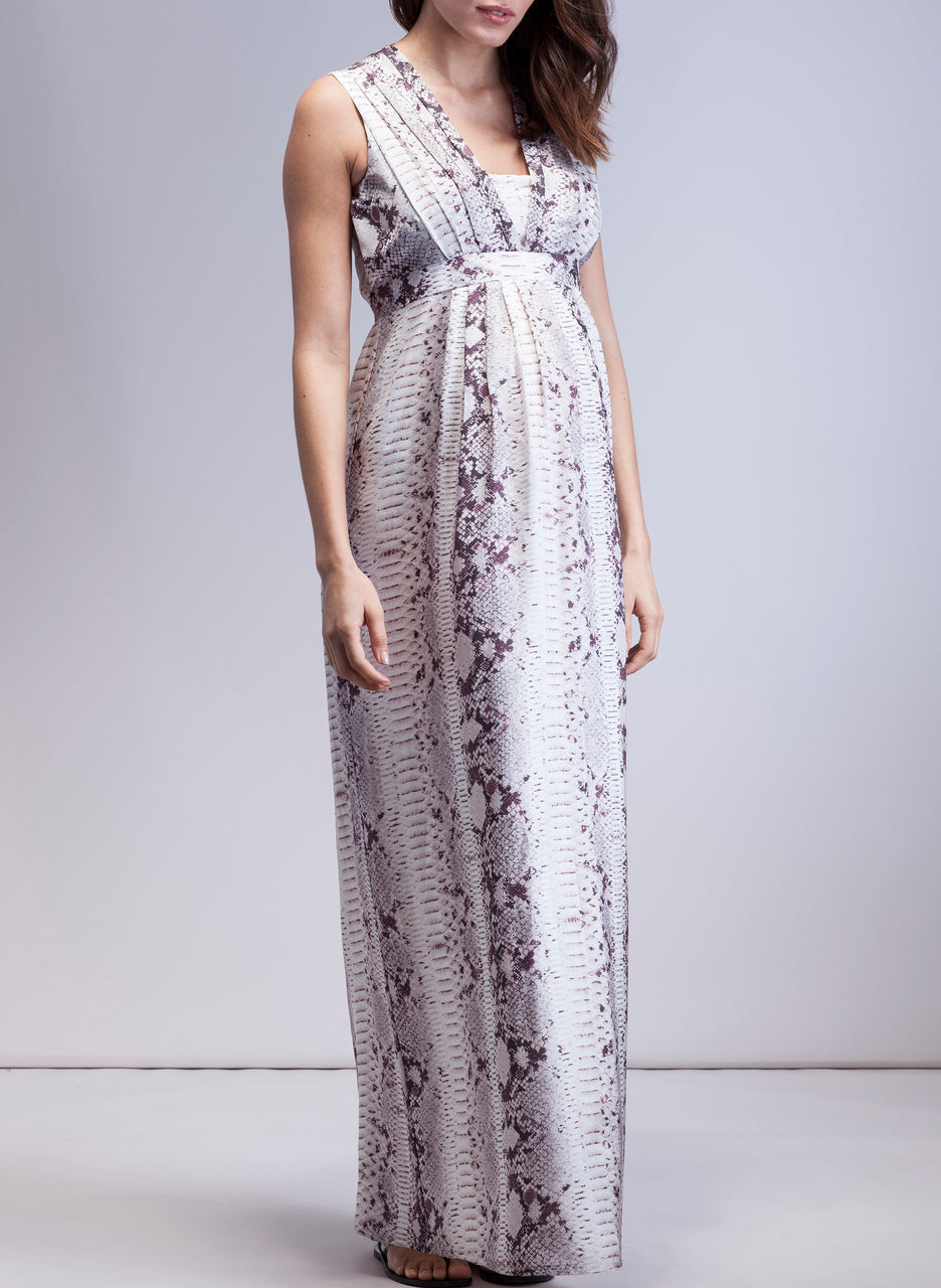 Zahara Silk Maternity Maxi Dress