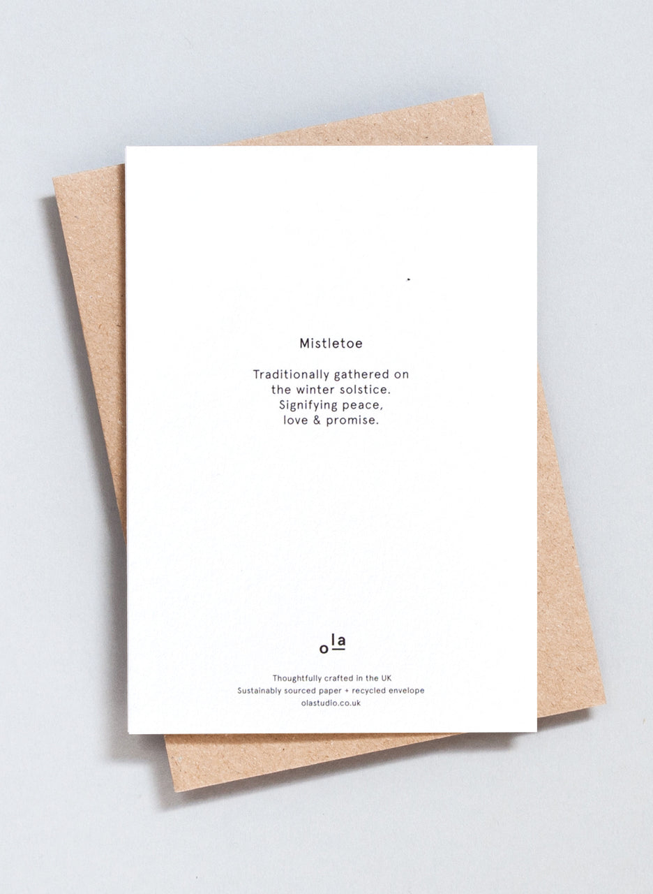 Ola Festive Foil Blocked Mistletoe Print Card