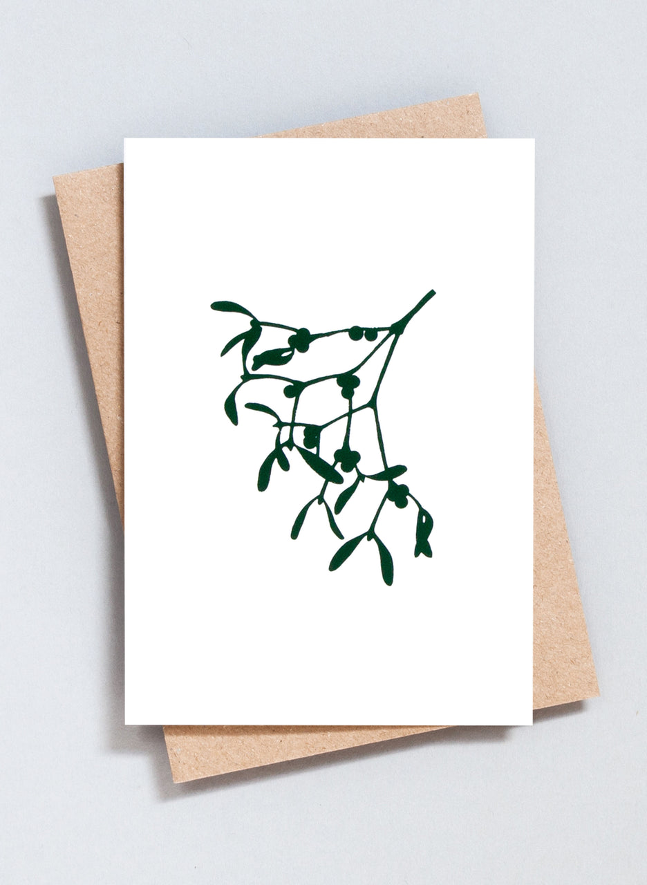 Ola Festive Foil Blocked Mistletoe Print Card