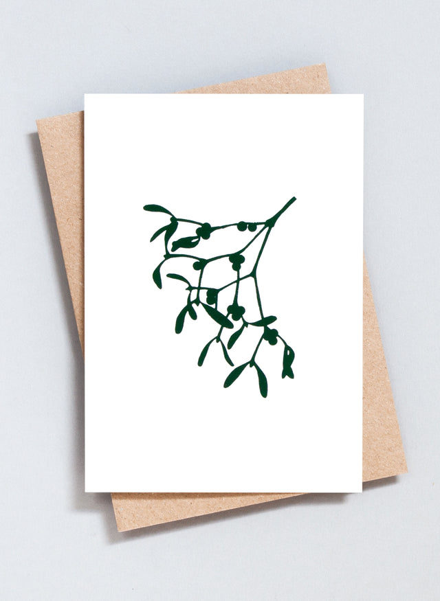 Ola Festive Foil Blocked Mistletoe Print Card