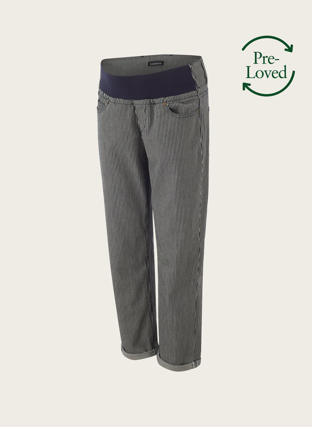 Pre-Loved Stripe Maternity Stretch Trousers by Isabella Oliver