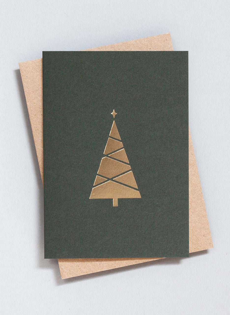 Ola Festive Foil Blocked Tree Print Card
