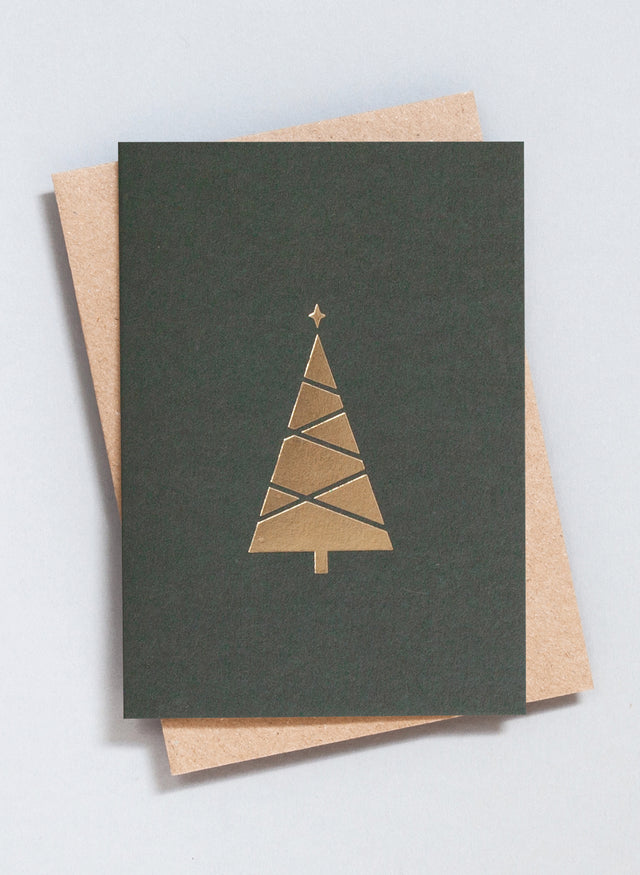 Ola Festive Foil Blocked Tree Print Card